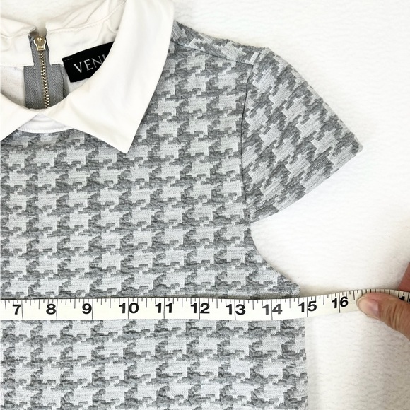 VENUS Women's Collared Cap Sleeve Houndstooth Bodycon Office Siren Dress Size 4‎ - Picture 13 of 13